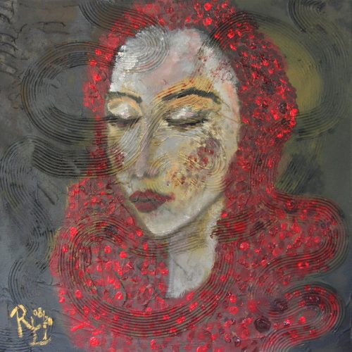 "Red head" 100 x 100 cm